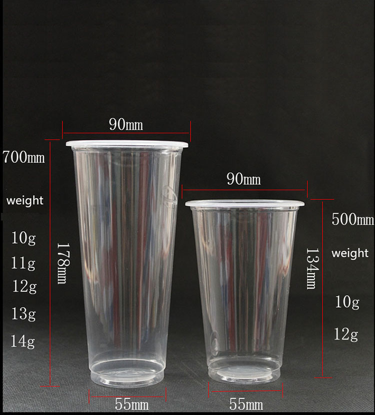 24 oz 700ml clear plastic bubble tea cup U shaped cold drinking cups with  lids