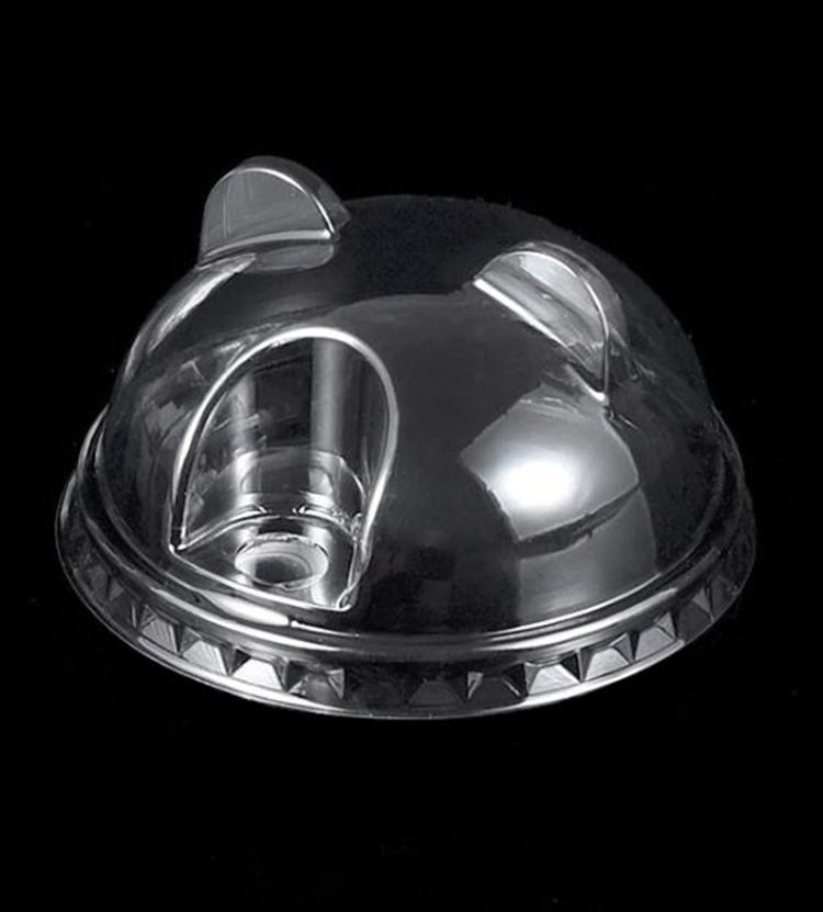 New design plastic cup cover 90mm/95mm PET bear ear dome lids