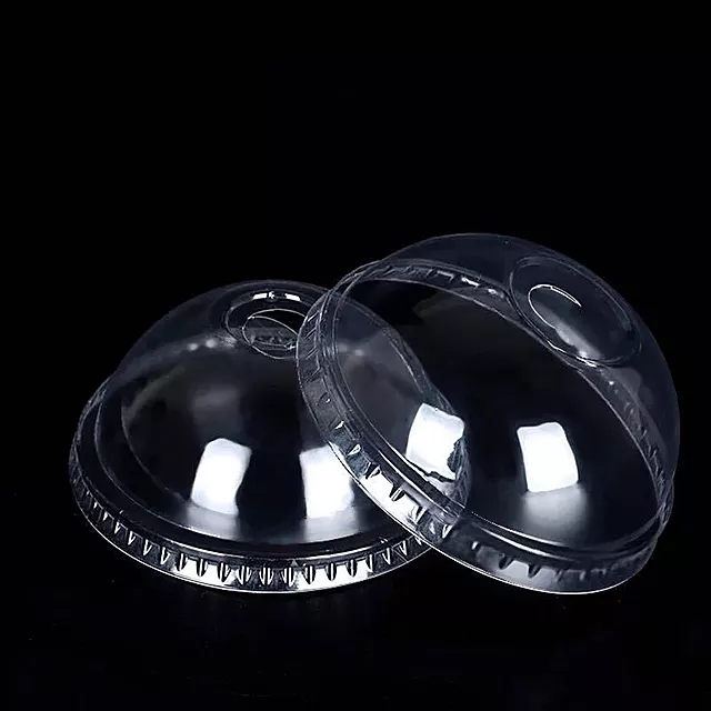 Clear PET Plastic Dome Lids With Straw Slot for 12, 16, 20 & 24 oz.Coffee Milkshake Cups