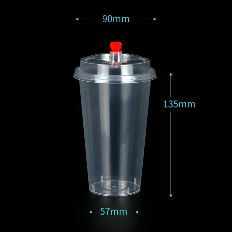 clear pp injection 16 oz plastic cups with lids for milk tea
