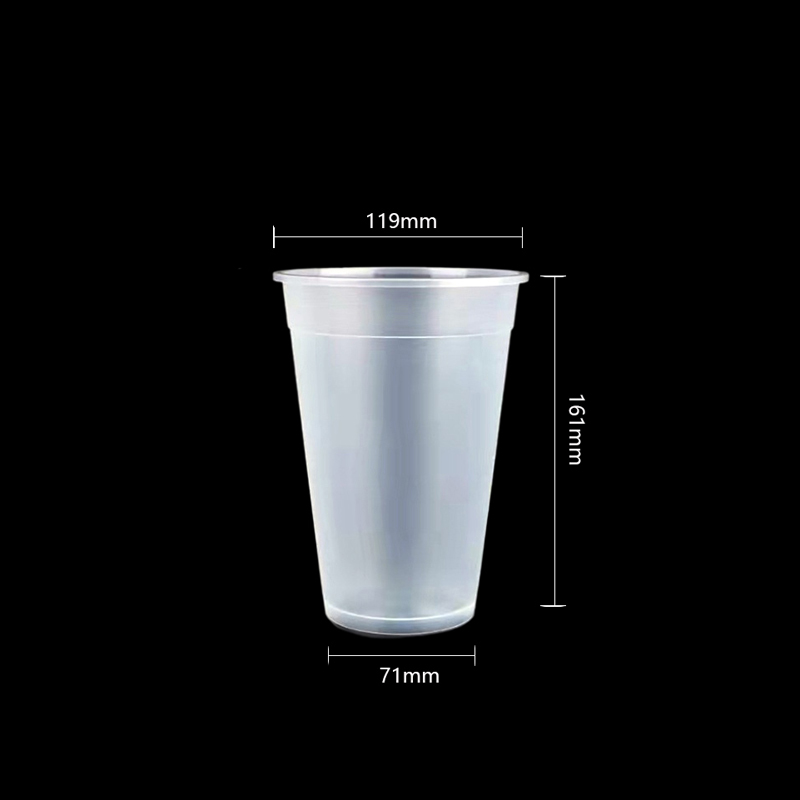 32oz 1000ml large capacity frosted PP injection plastic cups with lids for boba tea