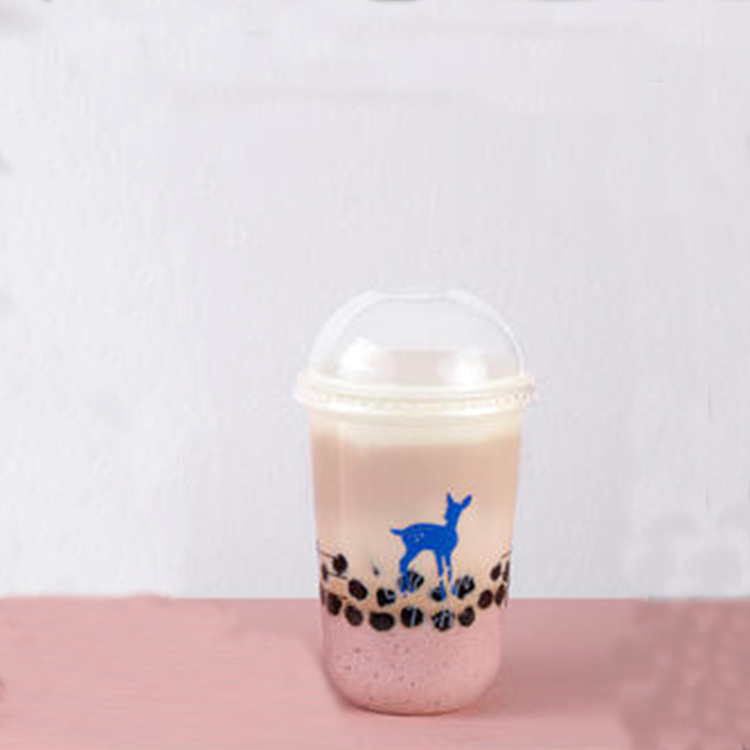 16 oz U-shaped boba tea clear plastic cups with lids