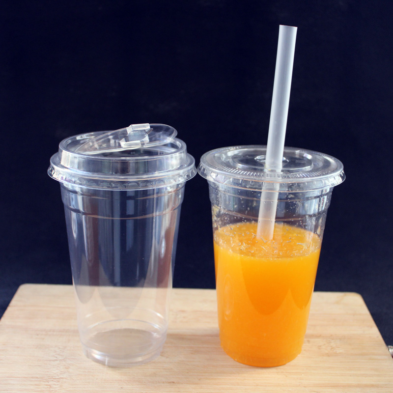 Disposable smoothie pet clear 24 oz plastic cups with dome lids