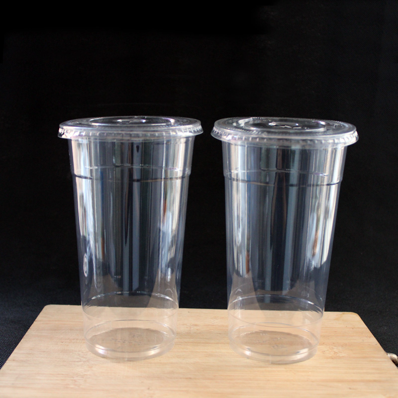 Custom disposable clear 32 oz plastic cups with lids