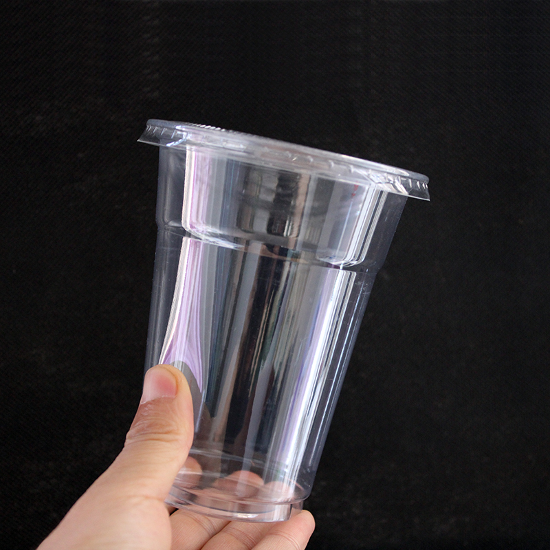 PLA disposable cup degradable plastic milk tea cup with cover 500ml 16oz cold drink cup supplier