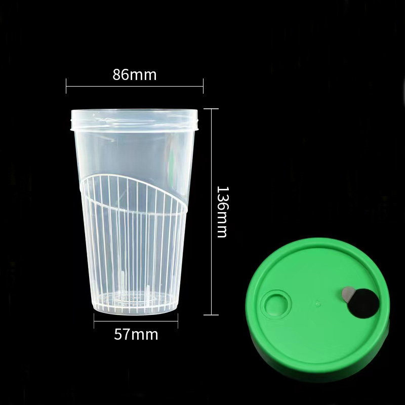 Custom 16 oz disposable  clear vertical injection molded Boba tea PP plastic cups with lids
