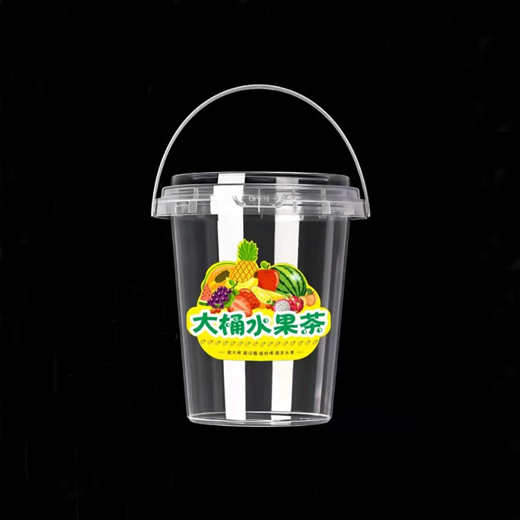 32 oz Boba tea injection bucket plastic cups with lids