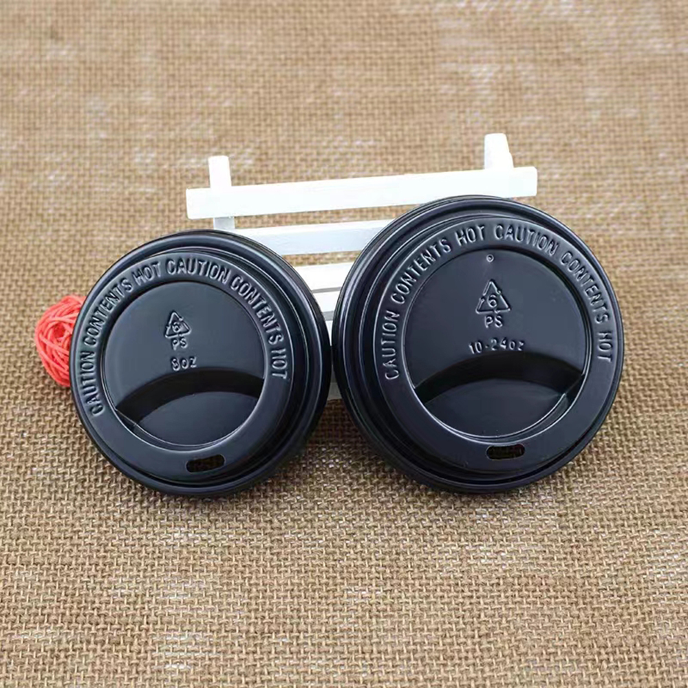 Black Hot Coffee Paper Cup Travel Lid for 10-24 oz Standard Cups and 8 oz